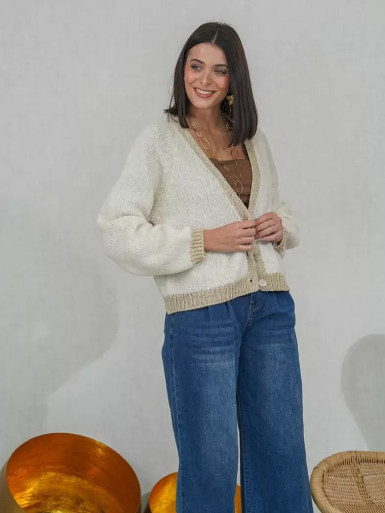Mariquita Trasquilá Style De Rue | Pulls Et Sweat-shirts^CARDIGAN CONTRASTE BRILLI Beige
