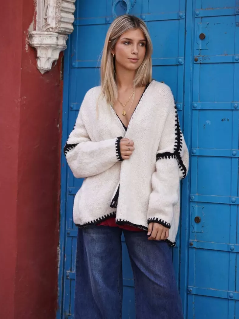 Mariquita Trasquilá Style De Rue | Pulls Et Sweat-shirts^CARDIGAN OVERSIZE PESPUNTES BeigeTostado