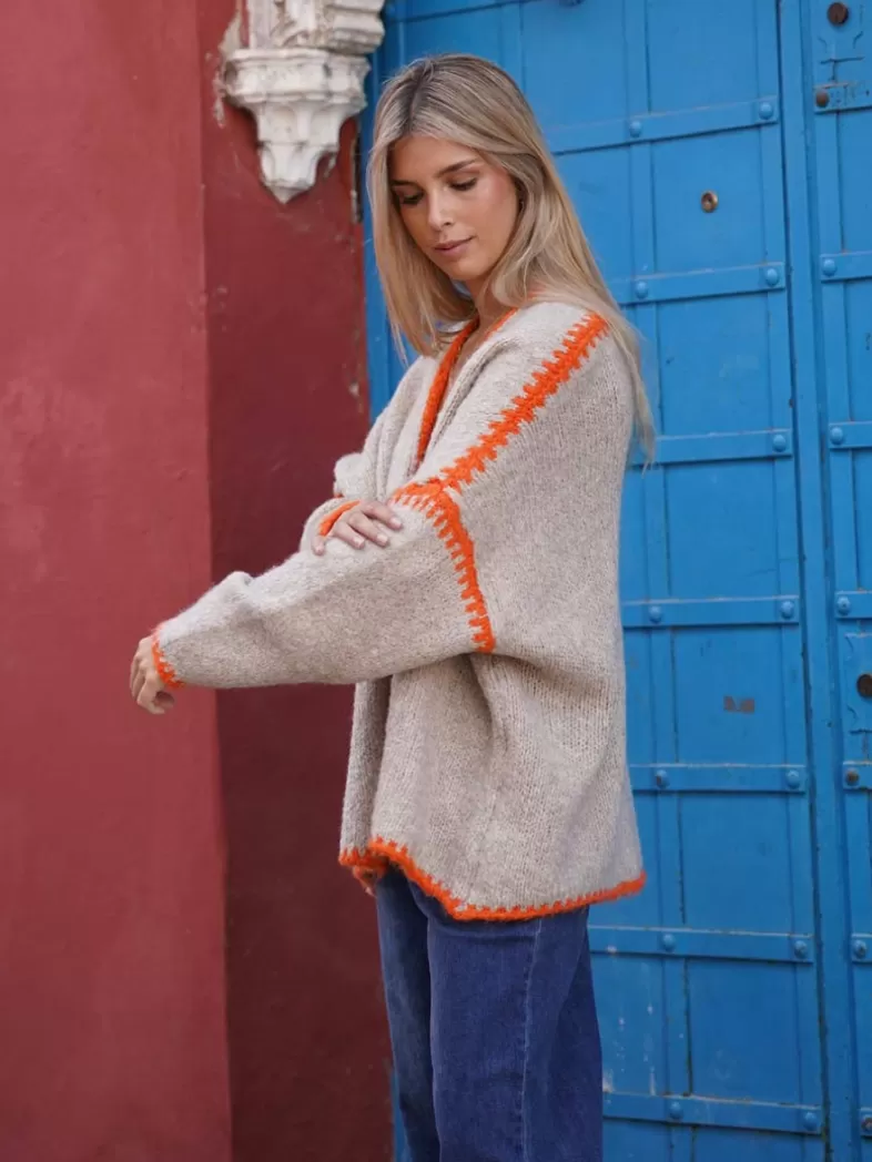 Mariquita Trasquilá Style De Rue | Pulls Et Sweat-shirts^CARDIGAN OVERSIZE PESPUNTES BeigeTostado