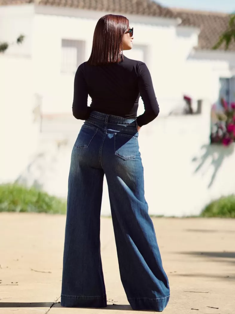 Mariquita Trasquilá Style De Rue^JEANS WIDE LEG TIRO ALTO Denim