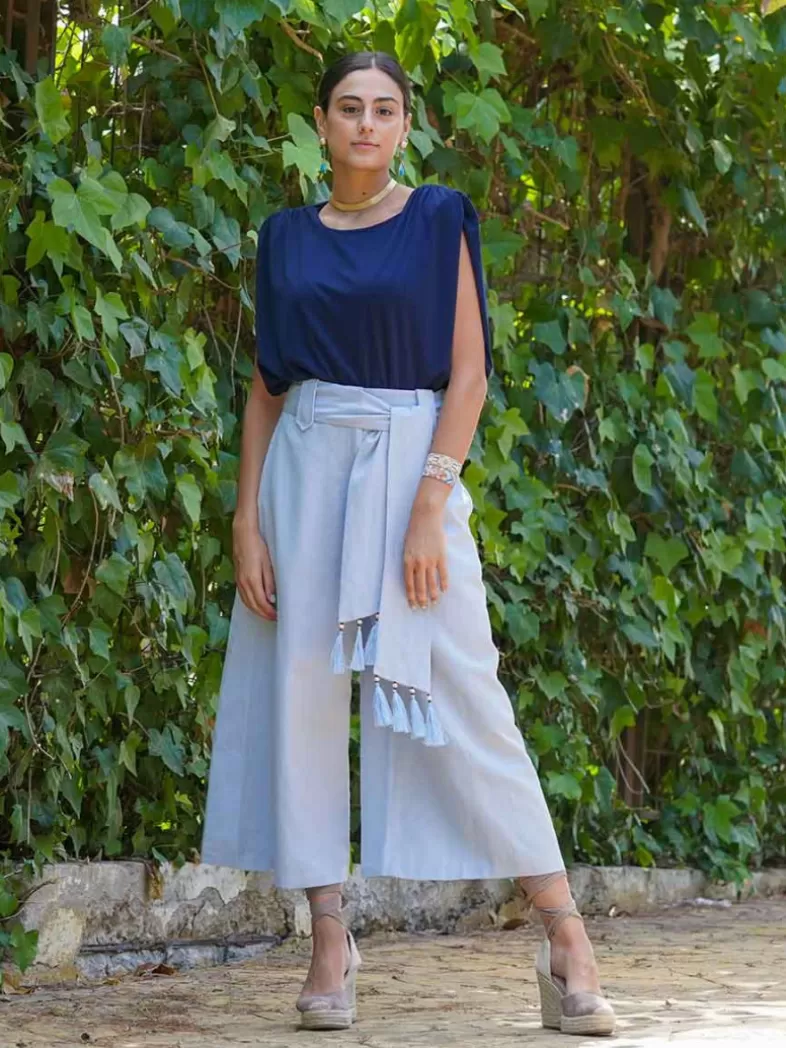 Mariquita Trasquilá Style De Rue | Pantalon^PANTALON CORSAIRE PALAZZO Celeste