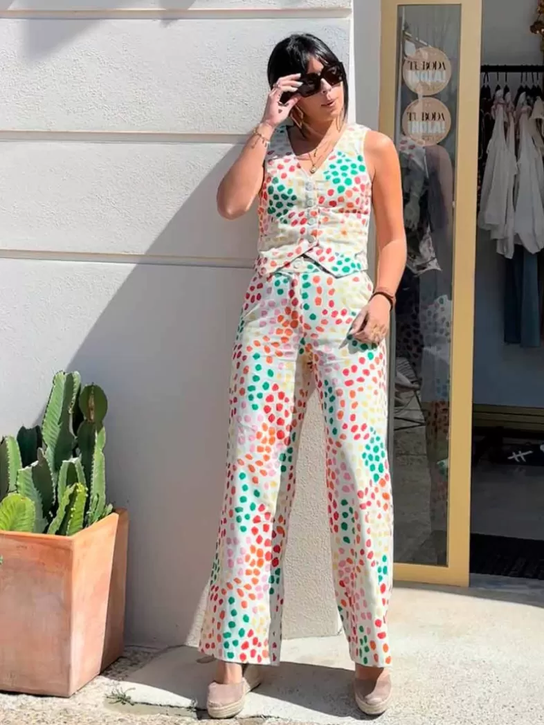 Mariquita Trasquilá Style De Rue^PANTALON RECTO LUNARES MACULA Beige