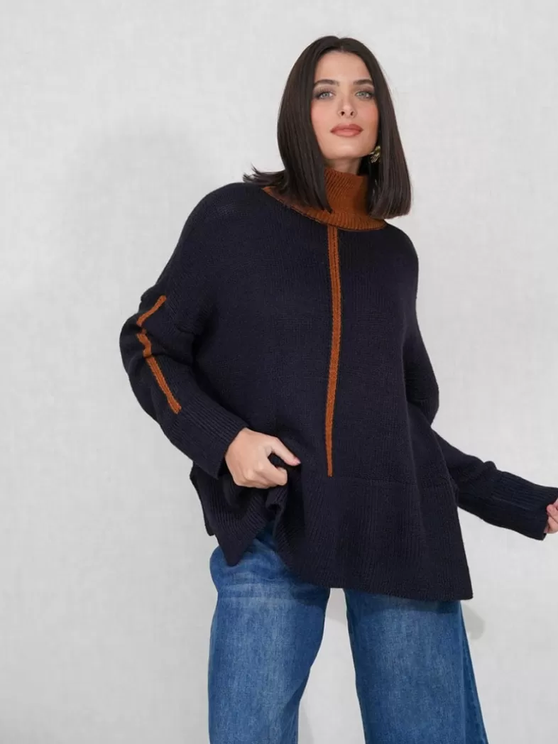 Mariquita Trasquilá Style De Rue | Pulls Et Sweat-shirts^PULL ALPACA CONTRASTE AzulMarino