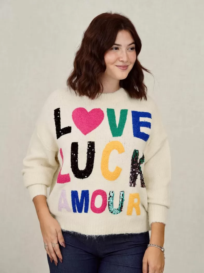 Mariquita Trasquilá Style De Rue | Pulls Et Sweat-shirts^PULL LOVE LUCK Blanccassé