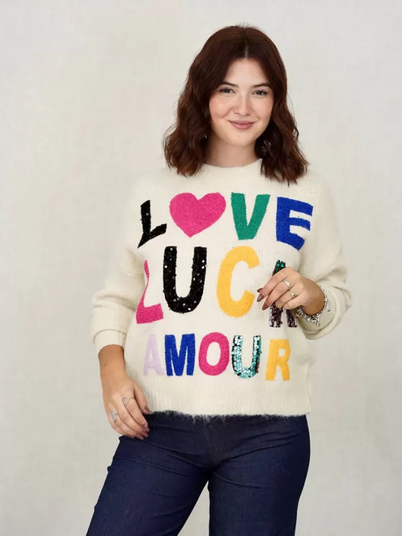 Mariquita Trasquilá Style De Rue | Pulls Et Sweat-shirts^PULL LOVE LUCK Blanccassé