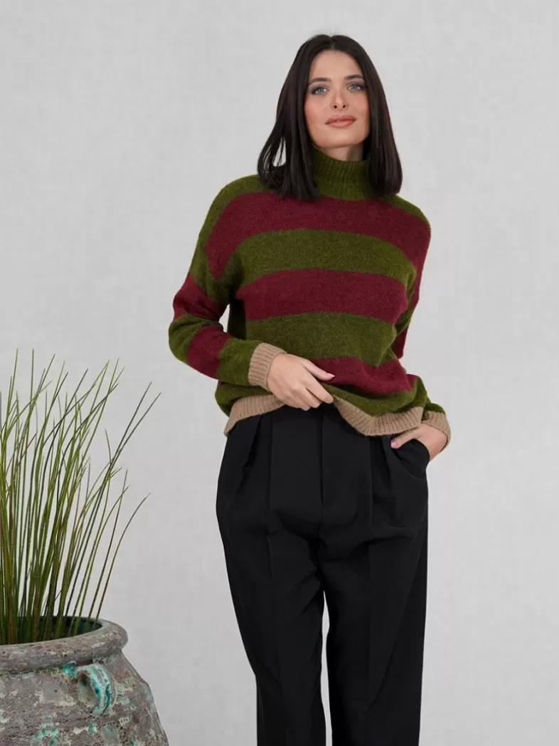 Mariquita Trasquilá Style De Rue | Pulls Et Sweat-shirts^PULL RAYAS CUELLO CISNE RojoVinoTinto