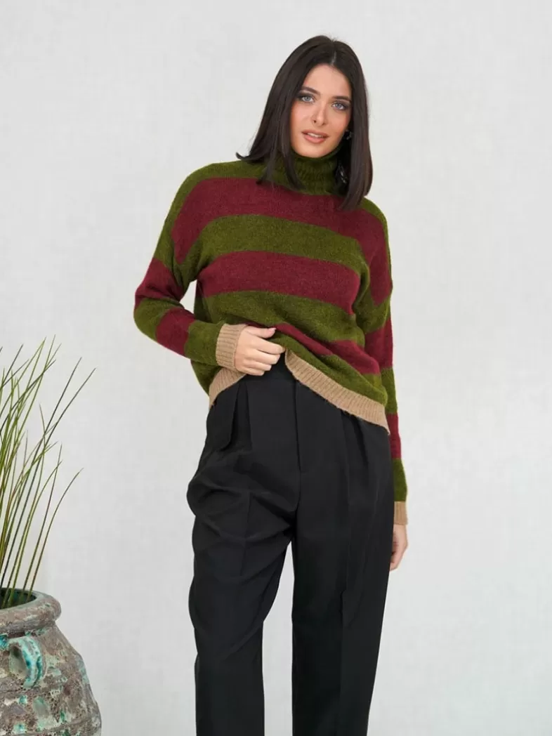 Mariquita Trasquilá Style De Rue | Pulls Et Sweat-shirts^PULL RAYAS CUELLO CISNE RojoVinoTinto