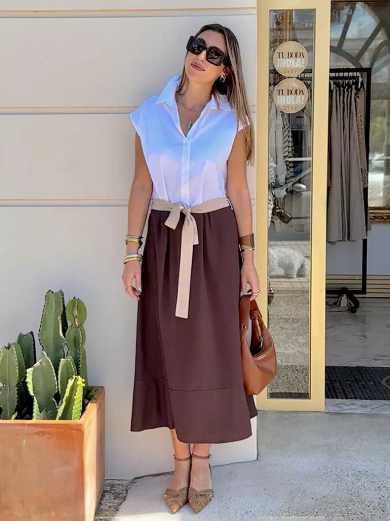Mariquita Trasquilá Style De Rue | Robes^ROBE CAMISERO MAXIMA BeigeTostado