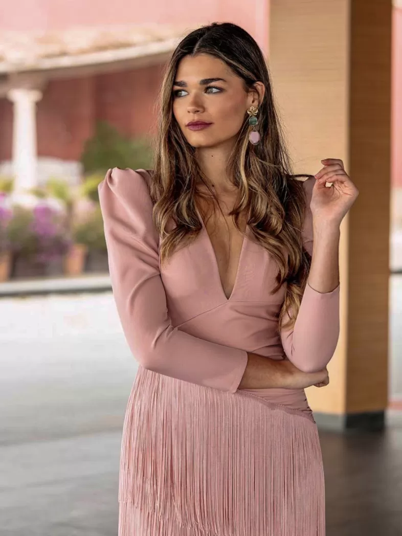 Mariquita Trasquilá Robes De Communion Pour Les Mères | Robe Longue^ROBE FLECOS PALMITO RosaNude