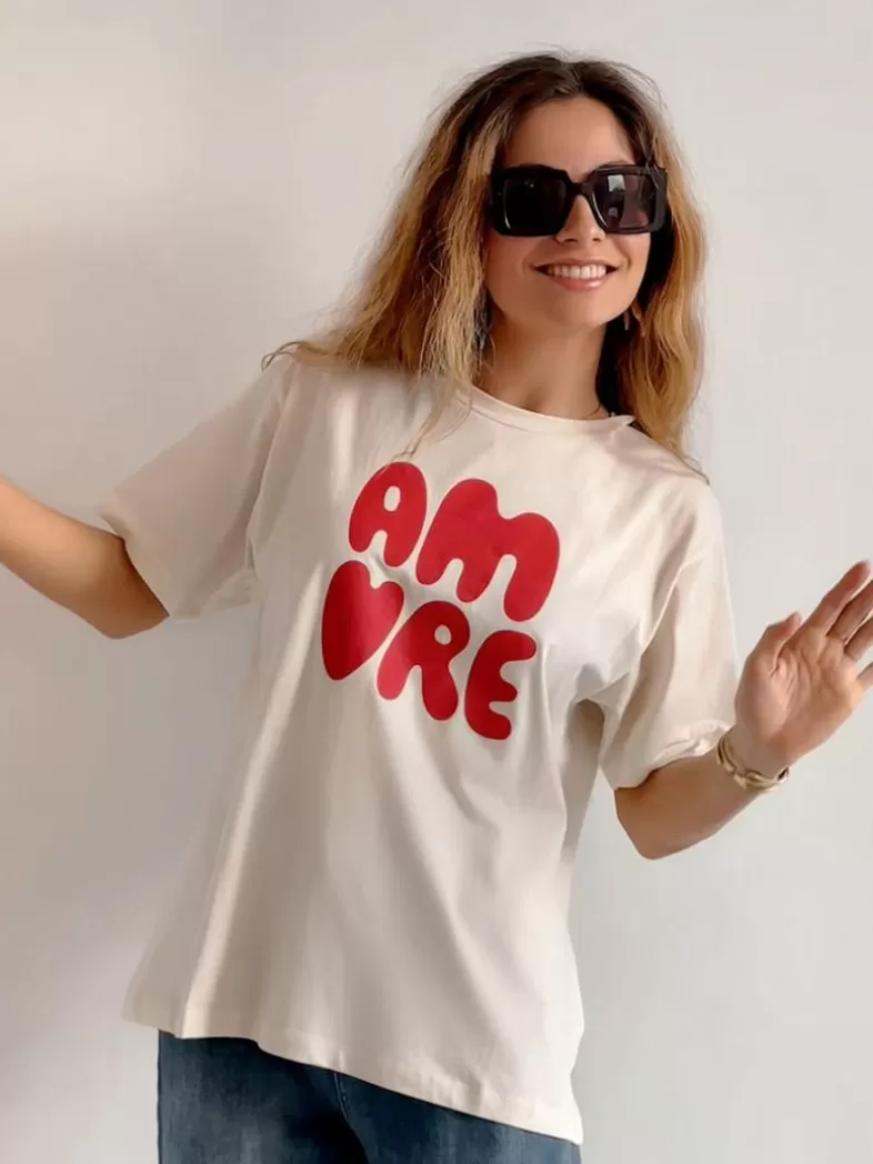Mariquita Trasquilá Style De Rue | T-shirts^T-SHIRT MANGA CORTA AMORE A Blanc